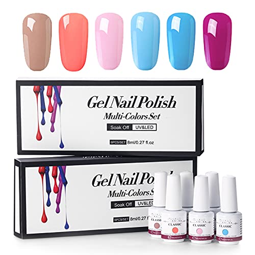 Gel nagellack set 6 Farben nail art set feines Glitzergel schnelltrocknendes Nagelset für Nail Art Salon Design 8ml (10)