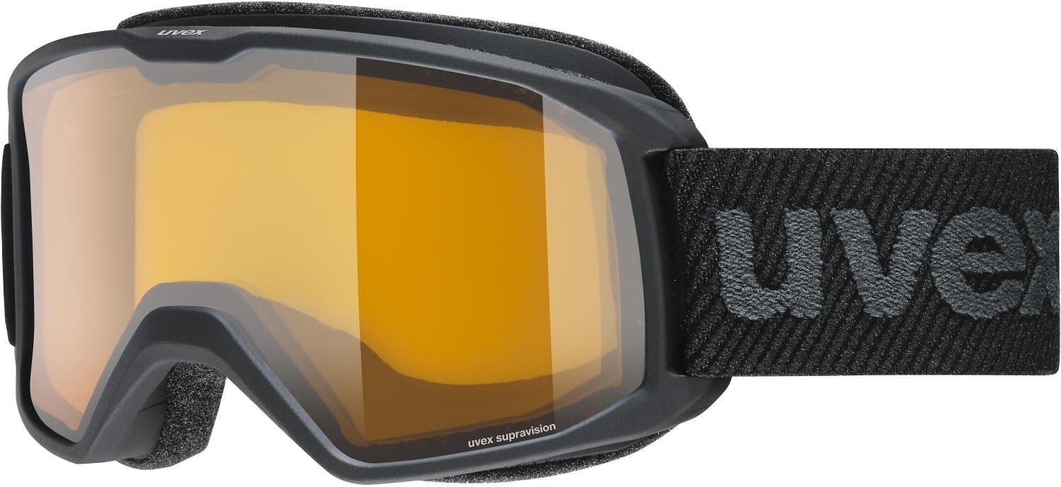 uvex Unisex – Erwachsene, elemnt LGL Skibrille, black/lasergold lite-clear, one size