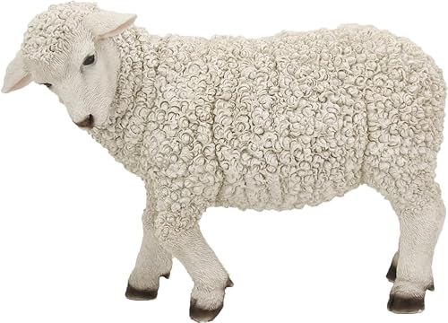 FADEDA Garten Figur - Schaf stehend, Links schauend aus Polyresin, handbemalt - Deko Schaf stehend, Links schauend Dekofiguren Garten Deko Gartenfiguren für außen, Höhe: 28 cm