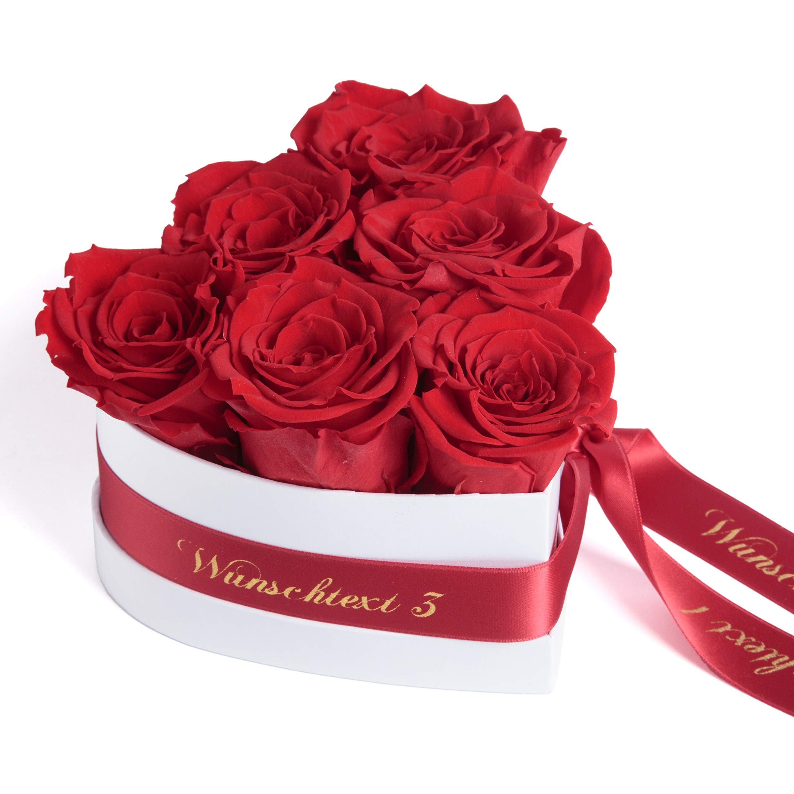 ROSEMARIE SCHULZ Heidelberg Blumenherz Infinity Rosenbox Herz mit WUNSCHTEXT personalisiert und konservierte Rosen Liebeserklärung Geschenk für Frauen (Wunschtext, Rot)