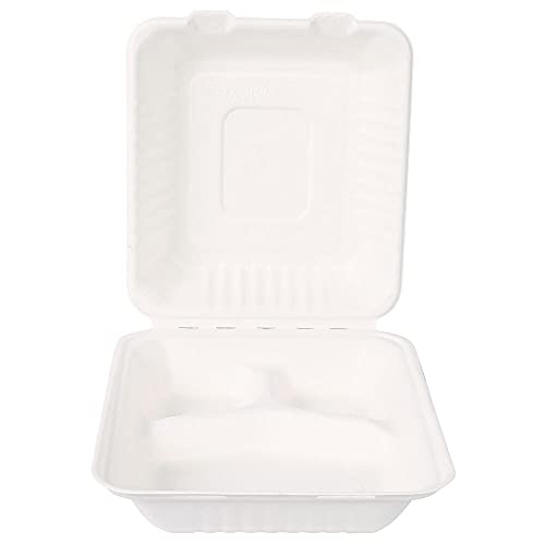 4 x NatureStar Einweg-Lunchbox 3-geteilt 22,5x20cm weiß VE=25 Stück