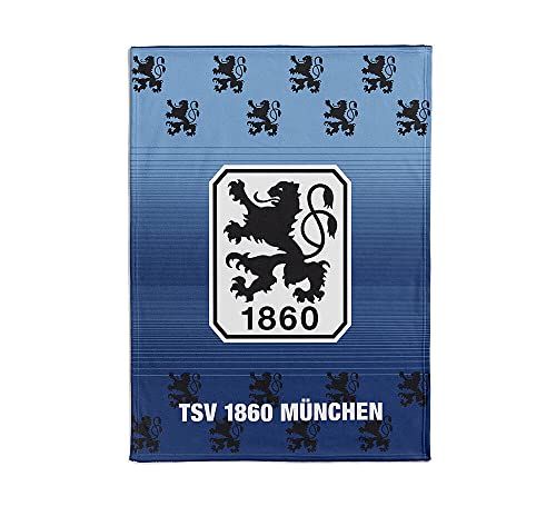 TSV 1860 München Decke/Flanelldecke/Flanellfleecedecke ** Logo **, blau, 150x200