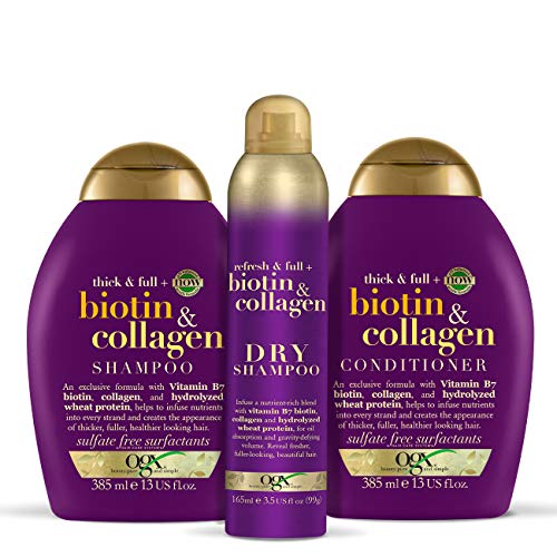 OGX Biotin & Kollagen Shampoo, Spülung und Trockenshampoo Set