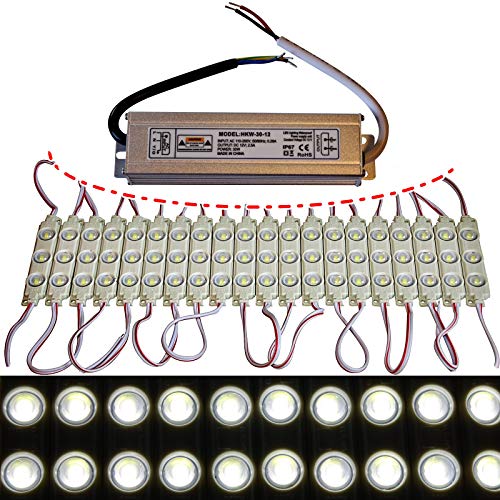 LED Module +- Netzteil - Tageslicht weiß 6500K - 12V - 3x 5730 SMD (20x mit Netzteil)