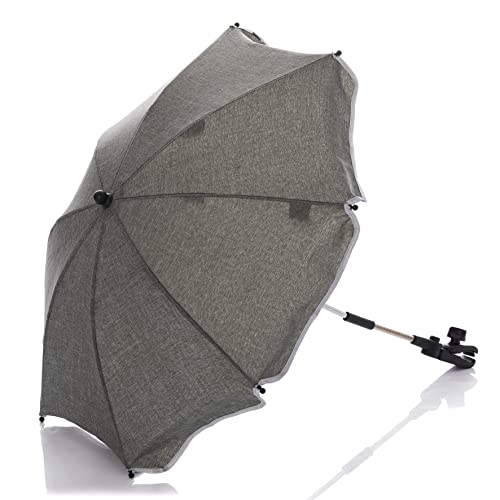 Fillikid Sonnenschirm Melange Exclusiv - UV Schutz 50+ / Biegsamer Schirm mit Universalhalterung für Rund- und Ovalrohre - Universal für Kinderwagen, Buggy