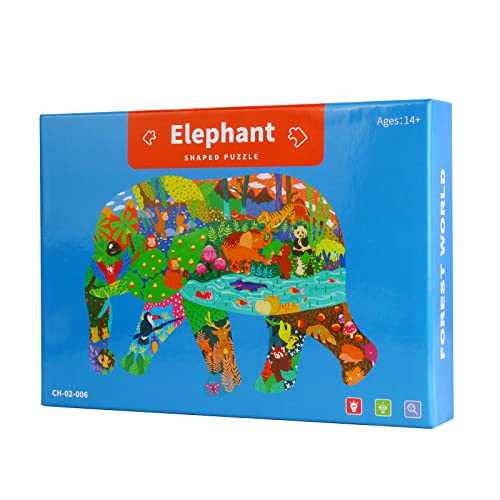 NOOLY 200 Stück Tierpuzzle für Kinder, Früherziehung Puzzle Lernspielzeug für Kinder Erwachsene Ab 3 + Jahren YXPT-01 (Elefant)