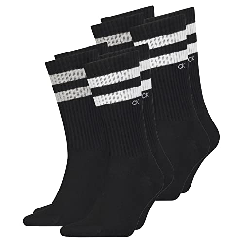 Calvin Klein 4 Paar Stripes Herren Sportsocken Tennissocken , Farbe:Black, Socken & Strümpfe:43-46