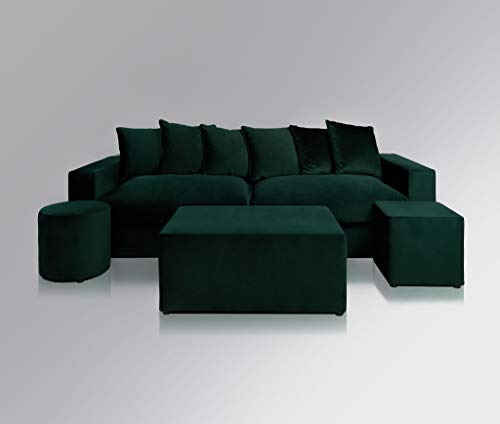 Amaris Elements | Hocker 'Joe' Samt Polsterhocker lang eckig 100x70cm Bank Sofa