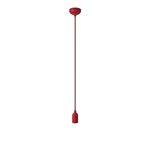 creative cables - Farbige Pendelleuchte aus Silikon mit Textilkabel - Ohne Glühbirne, Rot