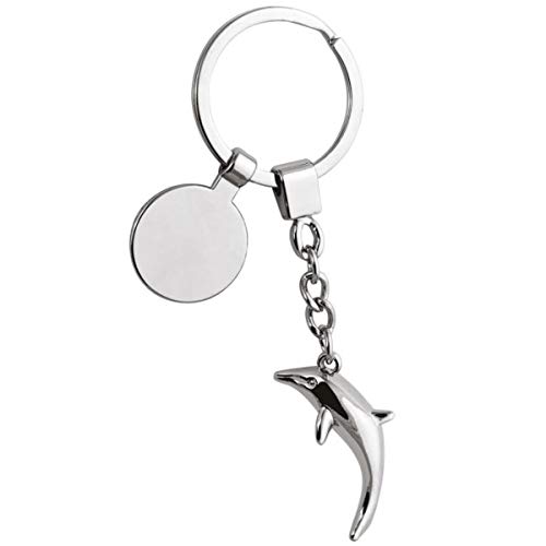 SILBERKANNE Schlüsselanhänger Delphin mit Gravurplatte 10,5x3,5 cm Silber Plated Premium versilbert