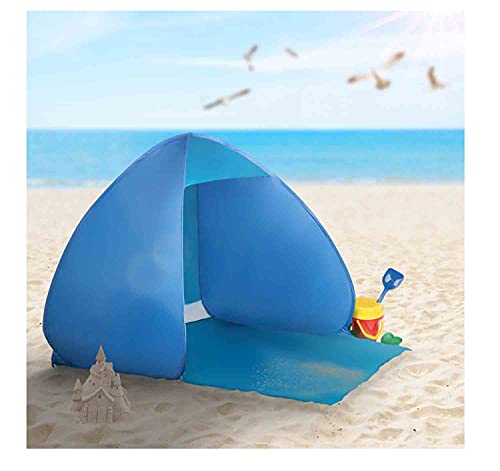 Idena 30233 - Pop-Up Strandmuschel mit UV Schutz 40+, mit verlängerter Bodenmatte und Transporttasche, ideal für Familien, den Strand, Freibad, Garten und im Urlaub