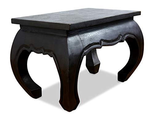 livasia Opiumtisch aus Massivholz, Beistelltisch, Holztisch, Nachttisch, Couchtisch (schwarz)