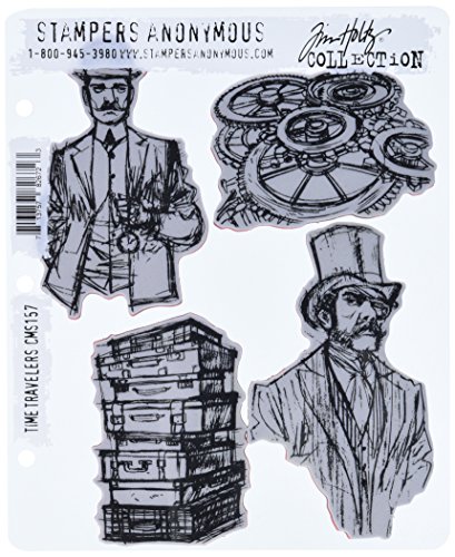 Stampers Anonymous Tim Holtz Haftende Stempelsets, künstlerische Werkzeuge, Gummistempel Time Travelers rot