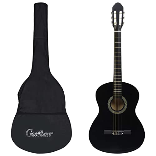 ECLAY Creative Arts Musikinstrumente Saiteninstrumente Gitarren Konzertgitarre für Anfänger mit Tasche, Schwarz 4/4 99 cm