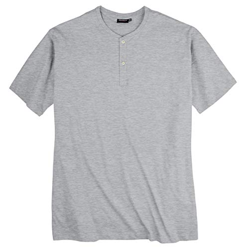 Redfield T-Shirt grau Melange mit Knopfleiste Serafino Übergröße, Größe:10XL