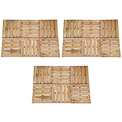 HINSD Baumaterialien Terrassenfliesen 18 STK. 50×50 cm Braun Holz Heimwerkerbedarf