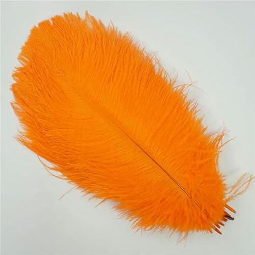 10 Stück/Lot farbige Straußenfedern zum Basteln, Hochzeitsdekoration, Bastelzubehör, Tischdekoration, Karneval, Plumas-Dekor, Orange, 45–50 cm, 18–20 Zoll