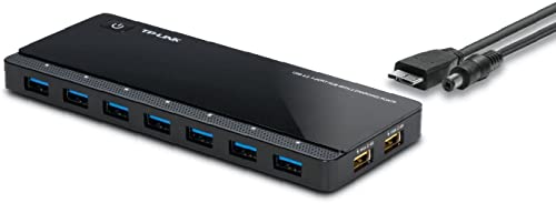 [2nd Gen] TP-Link 9-Port USB 3.0 Hub with 7 USB 3.0 Data Ports and 2 Smart Charging USB Ports. Compatible with Windows, Mac, Chrome & Linux OS, with Power On/Off Button (UH720)