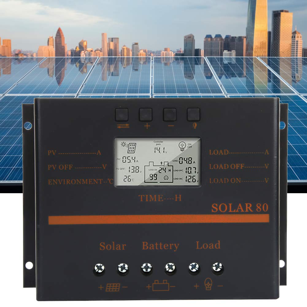 Solarladeregler 12 V 24 V 80 A Solar80 Auto PWM Solarpanel Laderegler LCD-Anzeige