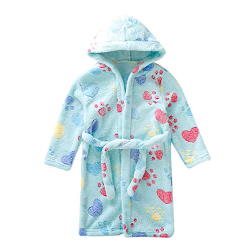 DEBAIJIA Kinder Bademantel 0-14T Säugling Handtuch Robe Baby Morgenmantel Kleinkind Hausmantel Nachthemd Junge Mädchen Unisex (Blau-110)