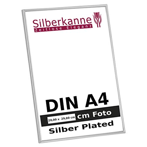 SILBERKANNE Bilderrahmen DIN A4 für Urkunden und Zertifikate 20,0x29,0 cm Foto Silber Plated versilbert in Premium Verarbeitung