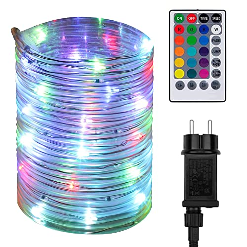 Hawofly Led lichterschlauch,20m 200 LED Schlauch Lichterkette mit EU-Stecker,Wasserdicht Bunt LED Lichtschlauch Außen mit Fernbedienung für Garten Party Weihnachten