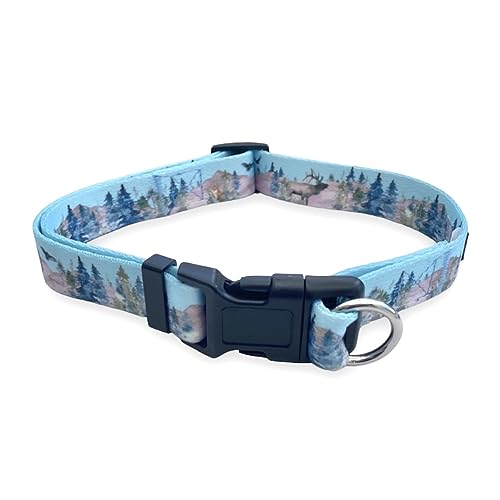 FearLess Pet Hundehalsband, ausbruchsicher, sicher, kein Würgen, patentiertes Alltags-Hundehalsband, Größe S/M (25,4–40,6 cm Halsumfang), Waldaquarellfarben
