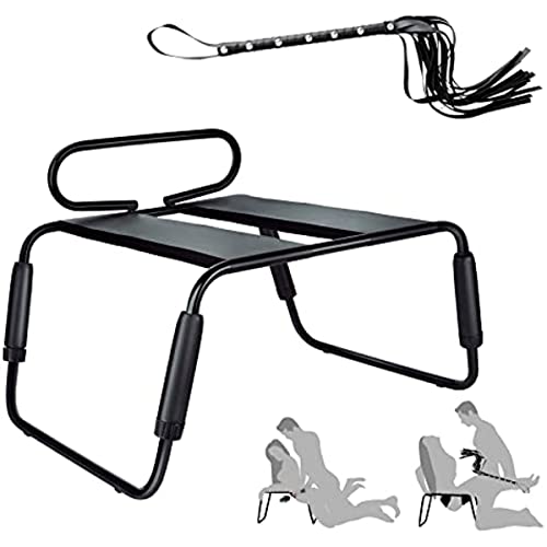 WJE Chair with Leather SM Whip, Sex Chair Position, Sex Furniture, Multifunctional Furniture, Adjustable and Waterproof, Suitable for Bedroom, Bathroom, Living Room