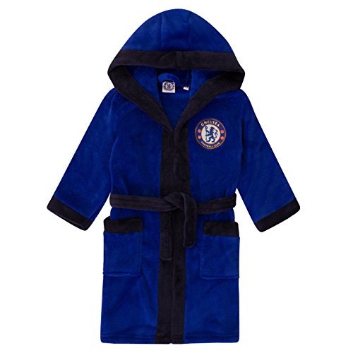 Chelsea FC - Jungen Fleece-Bademantel mit Kapuze - Offizielles Merchandise - Geschenk für Fußballfans - 3-4 Jahre