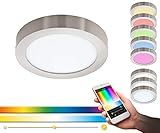 EGLO connect LED Deckenleuchte Fueva-C, Smart Home Deckenlampe, Material: Metallguss, Kunststoff, Farbe: Nickel matt, Ø: 30 cm, dimmbar, Weißtöne und Farben einstellbar