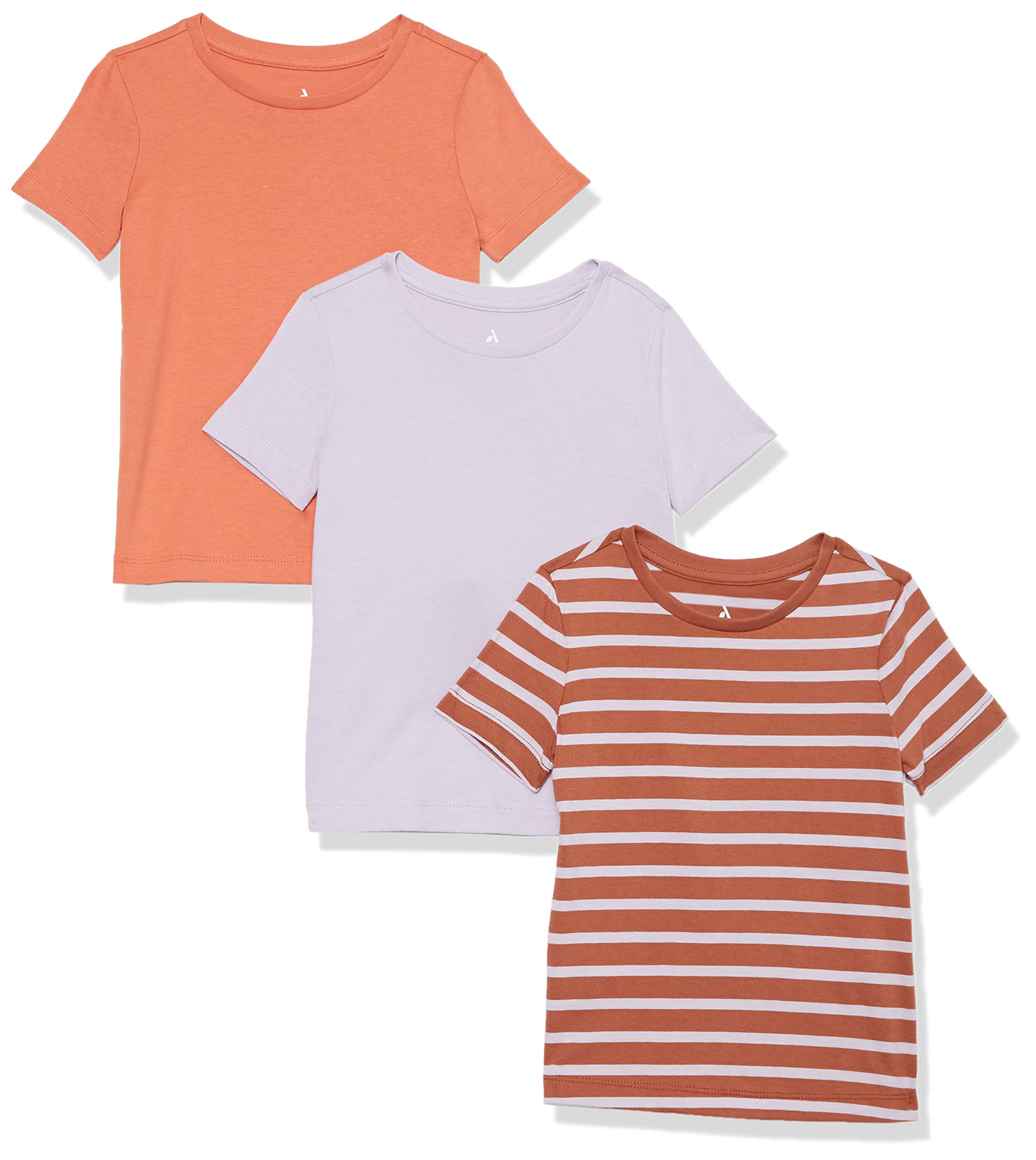 Amazon Aware Mädchen Lockeres Kurzarm-T-Shirt aus Bio-Baumwolle, 3er-Pack, Lila, 5 Jahre