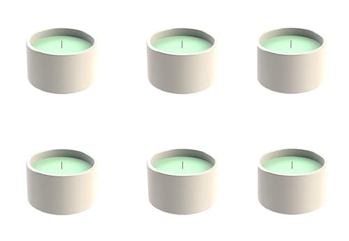 Flammschalen Citronella für draußen 6 Stück - Outdoor-Kerzen Terracotta - Für deinen Garten - Feuerschalen im 6er Set, 15 h Brenndauer - Ø 9,8 x H 6,2 cm (grün)