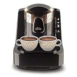 Arzum OKKA OK001 Türkische Kaffeemaschine, Kaffeekanne 2 Tassen Fassungsvermögen Direktbefüllung Automatische Brühstufenerkennung Patentierte Kochtechnologie Selbstreinigung 710W- Schwarz-Chrom