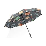 ISAOA Automatischer Reise-Regenschirm,kompakt,faltbar,Mode-niedliches stilvolles personalisiert,Winddicht Stockschirm,Ultraleicht,UV-Schutz,Regenschirm für Damen,Herren und Kinder (schwarz)