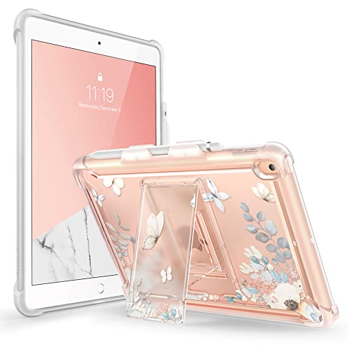 i-Blason Schutzhülle für iPad 9e/8e/7. Generation 10,2 Zoll (2021/2020/2019) [Halo-Serie] Transparenter Schutz mit integriertem Ständer, TPU-Innenstoßstange (K)