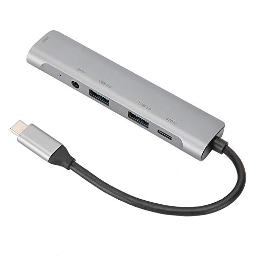 USB-C-Dockingstation, Typ-C zu Hdmi USB 3.0-Hub 5-in-1-Typ-C-Dockingstation Hdmi-Adapter mit Audio 4K HD-Konverter für Dell/HP Laptop