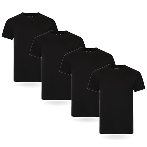 FM London, 4er-Pack Bio-T-Shirt für Herren, mittelschwer, im Multipack, Ideal für jeden, ohne Etikett, bequem, weich.