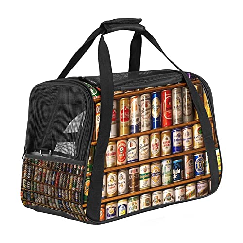 Reisetragetasche für Haustiere Bierdose aus Metall Tragbare Reisetasche für Hunde oder Katzen mit Sicherheitsreißverschlüssen 43x26x30 cm
