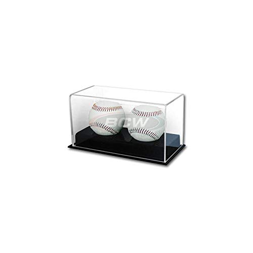 BCW Deluxe Acrylic Double (2) Baseball Holder Display - Sports Memoriablia Display Case - Sportscards Collecting Supplies