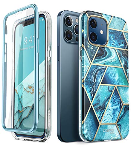 i-Blason Glitzer Hülle für iPhone 12 / iPhone 12 Pro (6.1‘’) Handyhülle 360 Grad Case Bumper Schutzhülle Cover [Cosmo] mit Displayschutz 2020, Blau