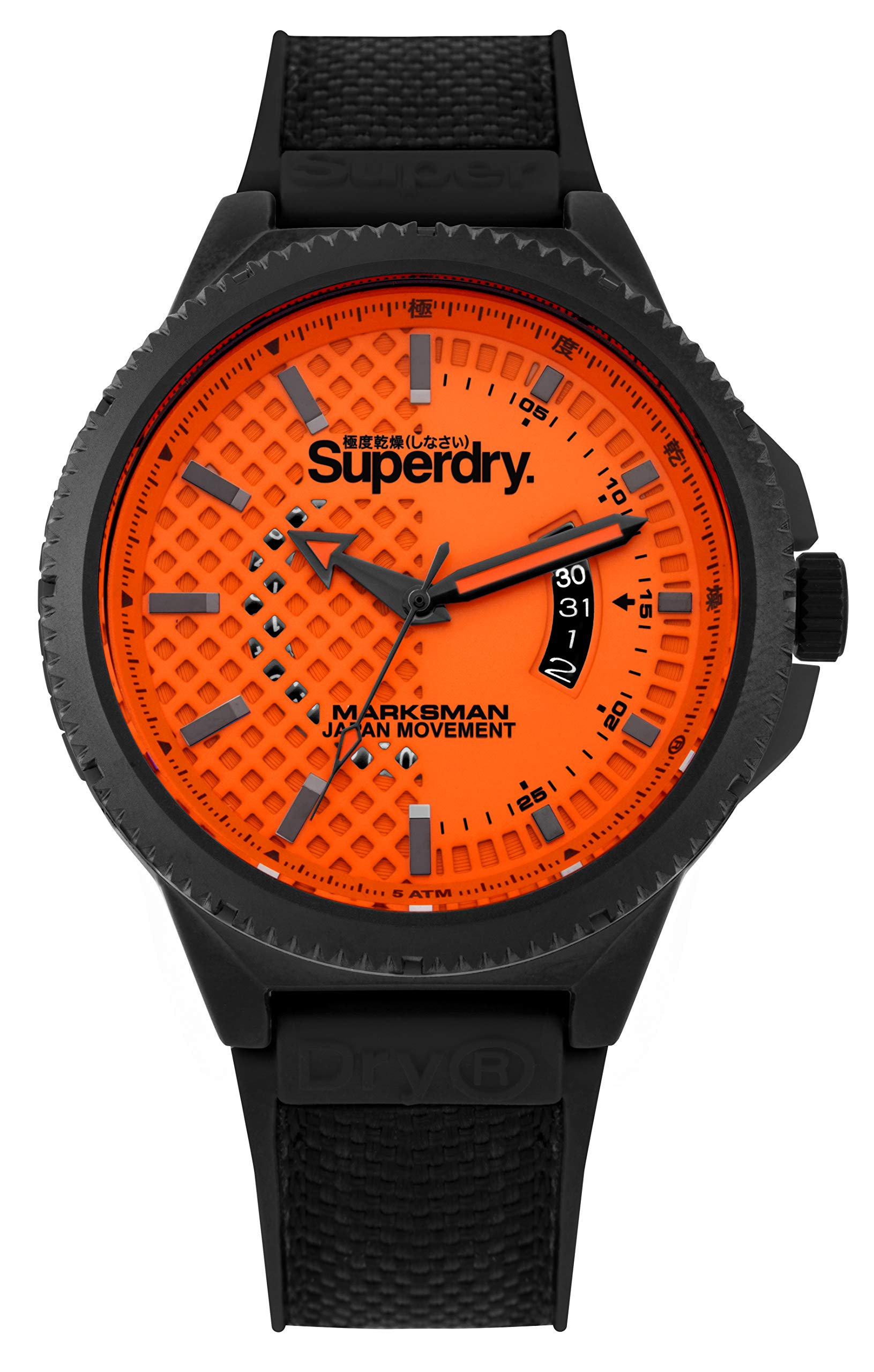 Superdry Herren Analog Quarz Uhr mit Stoff Armband SYG245OB