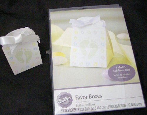 24 Wilton Brand Baby Shower Favor Boxes with Ribbons