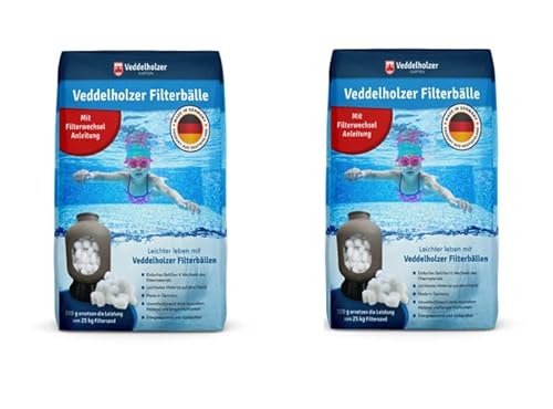 Veddelholzer Pool Filterbälle leichtestes Material für Beste Leistung ersetzt 50kg Filtersand Quarzsand aus Deutschland Poolzubehör Poolreiniger Sandfilteranlage für Salzwasser geeignet