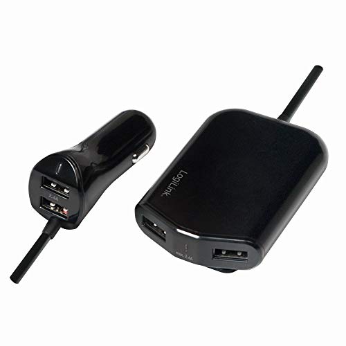 LogiLink USB Kfz Netzteil für Vorder- & Rücksitze, 2X 2 USB-Port, 2X 12W, [PA0149]