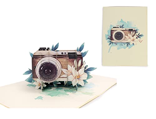 3D Vintage Kamera Pop Up Karte, 3D Geburtstagskarte für Fotografen, Kameramann oder Fotoliebhaber, Geburtstagskarte für Freundin, Frau, Mutter, Oma, H07
