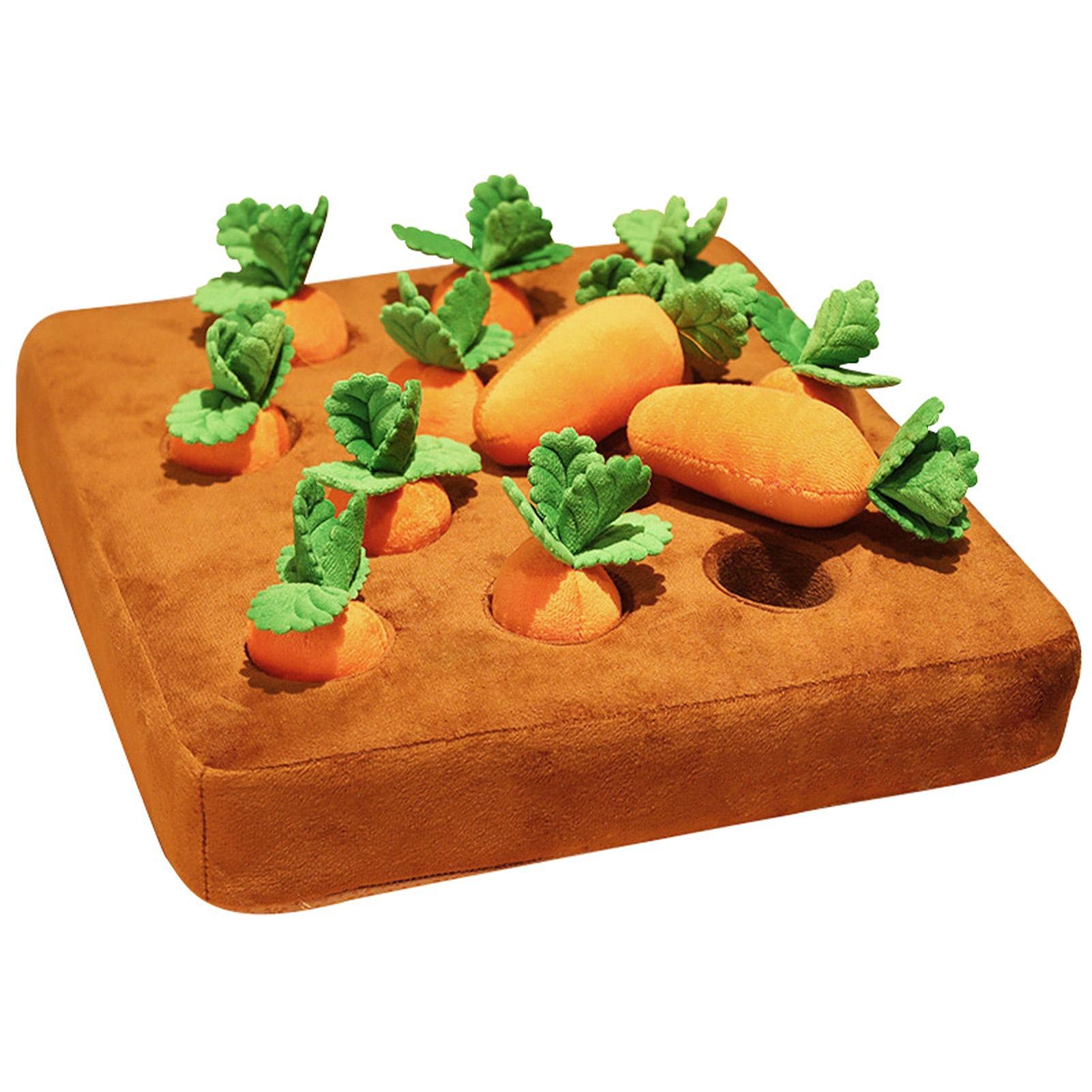 XGZ Hunde-Karotten-Plüschtier, 35 x 35 cm, Zieh-Rettich-Plüschtier, Gemüse-Kauspielzeug, Schnüffelmatte für Hunde und Katzen
