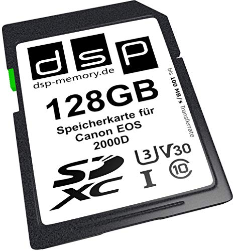 DSP Memory 128GB Professional V30 Speicherkarte für Canon EOS 2000D Digitalkamera