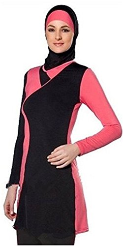 TianMai Neue Muslimische Bademode Muslim Islamischen Bescheidene Full Cover Badebekleidung Modest Swimwear Beachwear Burkini für Frauen (Rosa, Int'l 5XL (EU-Größe 48-50))