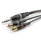 Hicon HBP-6SC2-0150 Klinke/Cinch Audio Anschlusskabel [2x Cinch-Stecker - 1x Klinkenstecker 6.3mm