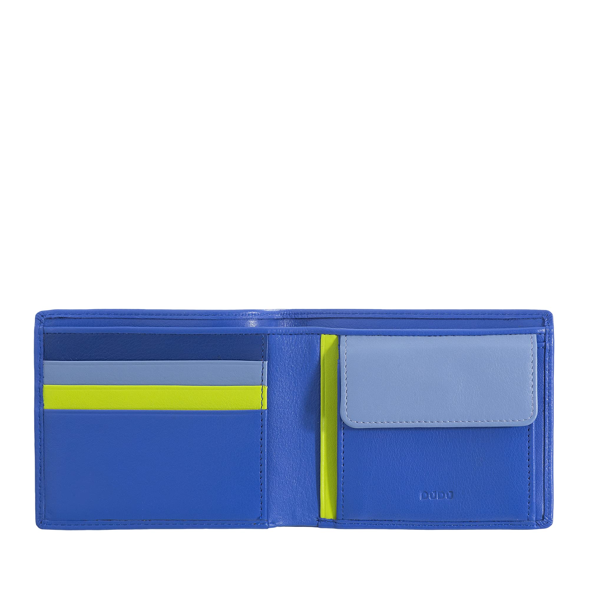 DUDU Herrenportemonnaies, flach, aus Leder, mit RFID-Schutzsystem Kreditkartenfächer mit Münzfach, farbiges Portemonnaie Kornblume